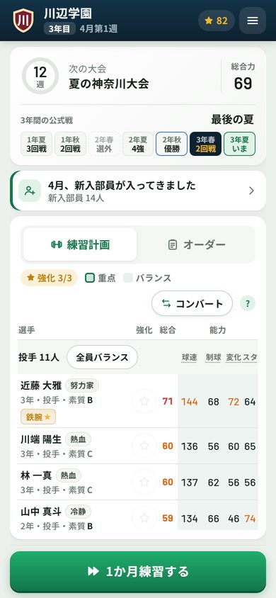 練習計画と3年間の公式戦
